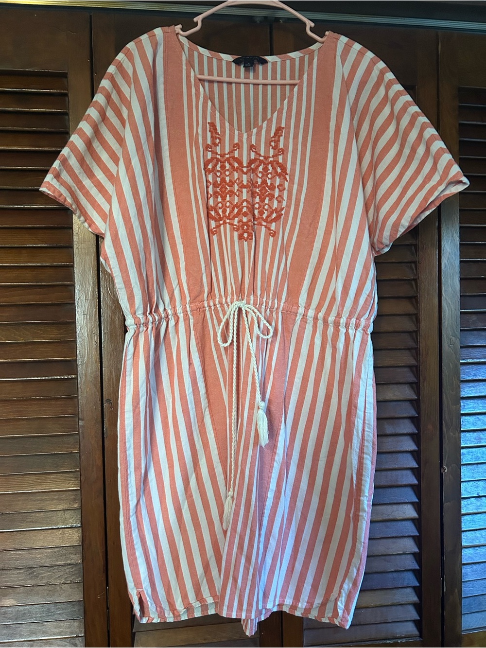 Tommy Hilfiger Coral & White Stripe Cover-up Dress